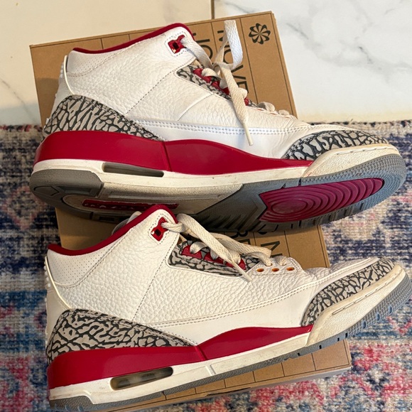 Nike Air Jordan 3 retro cardinal red. White and Red with Elephant Print main image 6